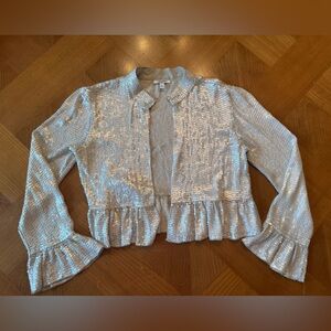 GENERRA Silver Sequin Top